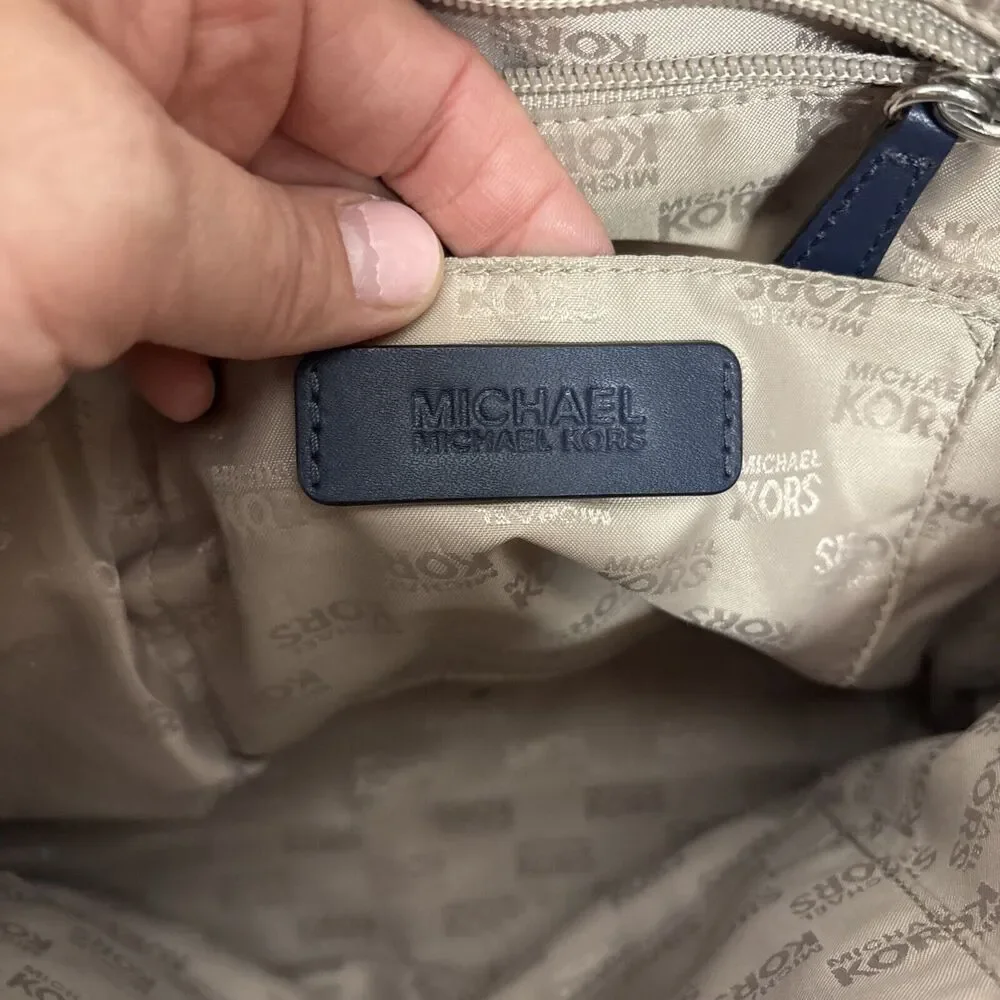 Womens Michael Kors Signature Navy Small Tote